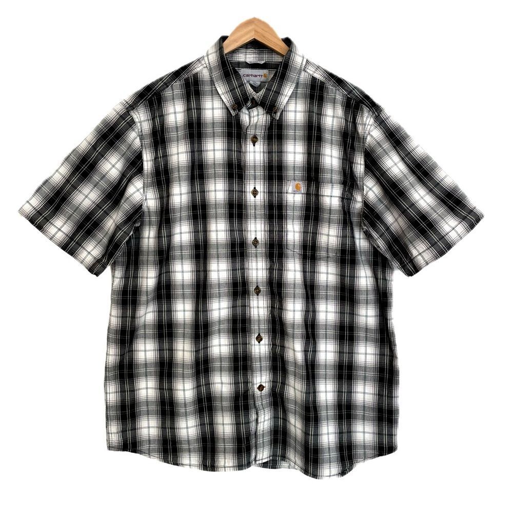 Carhartt Plaid Short Sleeve Button Down Shirt Mens Size Large Relaxed Fit Cotton
